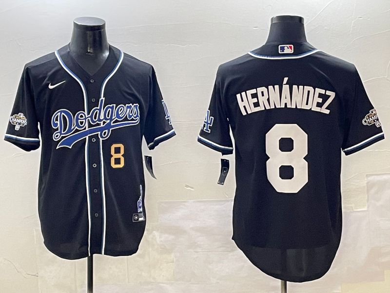 Men Los Angeles Dodgers 8 Hernandez Black Fashion Game 2025 Nike MLB Jersey style 30615